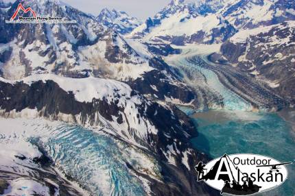 Hoonah Glacier enters from the bottom left, while Gilman Glacier joins Johns Hopkins Glacier from the left at the head of Johns Hopkins Inlet. July 2009.