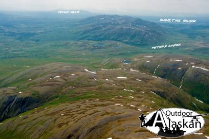 Looking southwest down Peters Hills, and across the Kahiltna River with Yenlo Hills in the distance.