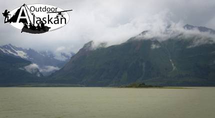 Pyramid Island sits in the middle of where Chilkat Inlet and Chilkat River meet. Pyramid Harbor is on the distant shore.